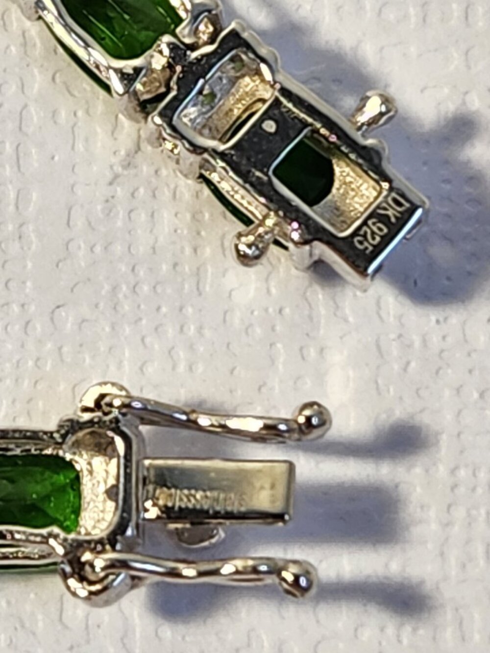 VTG 925 Chrome Diopside & Madiera Citrine & White Zircon 7" Bracelet Irish Theme - Picture 7 of 13